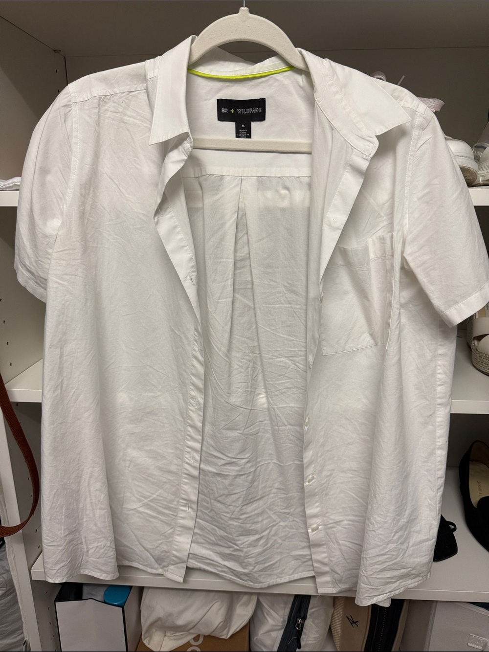 BP + wild fang White Short Sleeve Casual Button-Down Shirt